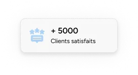 Un cadre en noir et blanc indiquant +5000 clients