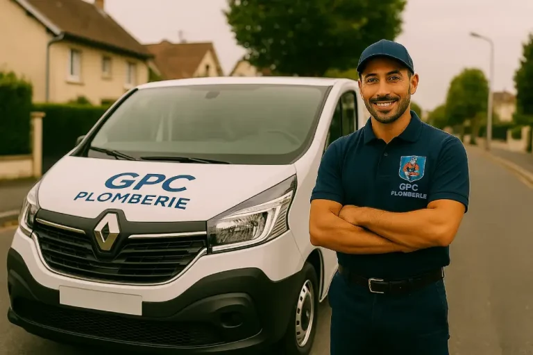 Plombier professionnel à Montreuil avec son camion GPC Plomberie,